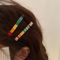 Simple Style Color Block Alloy Plating Inlay Artificial Gemstones Hair Clip main image 1