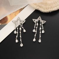 Exaggerated Star Alloy Tassel Plating Inlay Rhinestones Women's Drop Earrings main image 5