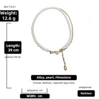 Retro Rhinestone Love Pearl Pendant Necklace sku image 3