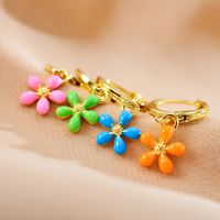 1 Pair Cute Vacation Flower Enamel Plating Copper Gold Plated Drop Earrings main image 7
