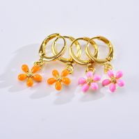 1 Pair Cute Vacation Flower Enamel Plating Copper Gold Plated Drop Earrings main image 5