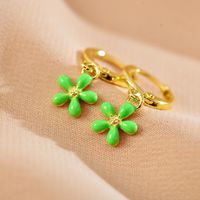 1 Pair Cute Vacation Flower Enamel Plating Copper Gold Plated Drop Earrings sku image 4