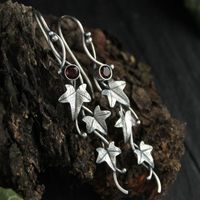 Retro Leaf Alloy Inlay Rhinestones Women's Drop Earrings main image 3