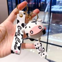 Cute Cows Silica Gel Women's Bag Pendant Keychain sku image 2