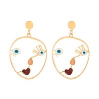 1 Pair Casual Vintage Style Human Face Leaf Heart Shape Plating Hollow Out Inlay Alloy Metal Brass Resin Zircon 18k Gold Plated Gold Plated Silver Plated Earrings sku image 25
