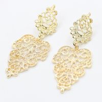 1 Pair Casual Vintage Style Human Face Leaf Heart Shape Plating Hollow Out Inlay Alloy Metal Brass Resin Zircon 18k Gold Plated Gold Plated Silver Plated Earrings sku image 1