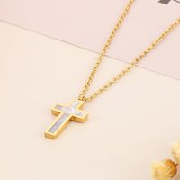 Titanium Steel 18K Gold Plated Vacation Plating Inlay Cross Shell Bracelets Earrings Necklace main image 3
