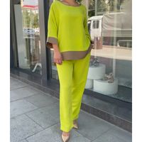 Women's Casual Solid Color Polyester Patchwork Contrast Binding Pants Sets sku image 1