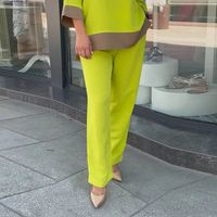 Women's Casual Solid Color Polyester Patchwork Contrast Binding Pants Sets main image 3