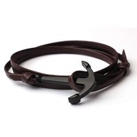 Retro Estilo Étnico Ancla Aleación Cuerda De Cuero Pulido Enchapado Hombres Pulsera sku image 7