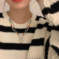 Hip-hop Cool Style Heart Shape Smiley Face Arylic Alloy Beaded Hollow Out Women's Necklace main image 5