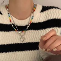 Hip-hop Cool Style Heart Shape Smiley Face Arylic Alloy Beaded Hollow Out Women's Necklace main image 1