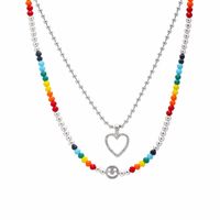 Hip-hop Cool Style Heart Shape Smiley Face Arylic Alloy Beaded Hollow Out Women's Necklace main image 4