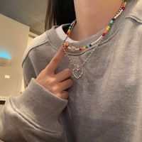 Hip-hop Cool Style Heart Shape Smiley Face Arylic Alloy Beaded Hollow Out Women's Necklace main image 3