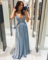 Sexy Solid Color Deep V Patchwork Maxi Long Dress A-line Skirt main image 3