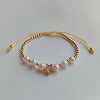 Casual Simple Style Star Daisy Freshwater Pearl Soft Clay Copper Beaded Knitting Inlay Zircon Bracelets main image 5