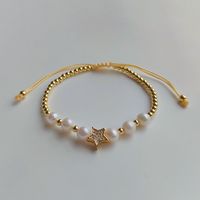 Casual Simple Style Star Daisy Freshwater Pearl Soft Clay Copper Beaded Knitting Inlay Zircon Bracelets sku image 4