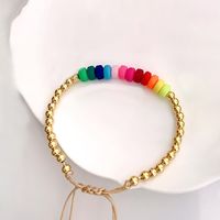 Casual Simple Style Colorful Soft Clay Copper Beaded Knitting Plating 18k Gold Plated Women's Bracelets main image 4