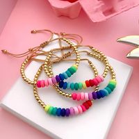 Casual Simple Style Colorful Soft Clay Copper Beaded Knitting Plating 18k Gold Plated Women's Bracelets main image 1