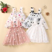 Casual Princess Solid Color Flower Cotton Girls Dresses main image 1