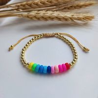Casual Simple Style Colorful Soft Clay Copper Beaded Knitting Plating 18k Gold Plated Women's Bracelets main image 8