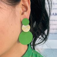 1 Pair Artistic Round Spray Paint Alloy Earrings main image 4