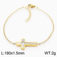 Titanium Steel 18K Gold Plated Vacation Plating Inlay Cross Shell Bracelets Earrings Necklace sku image 5
