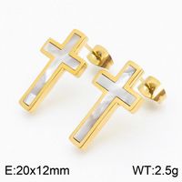 Titanium Steel 18K Gold Plated Vacation Plating Inlay Cross Shell Bracelets Earrings Necklace sku image 3