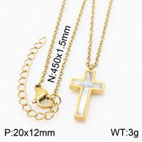Titanium Steel 18K Gold Plated Vacation Plating Inlay Cross Shell Bracelets Earrings Necklace sku image 6