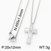 Titanium Steel 18K Gold Plated Vacation Plating Inlay Cross Shell Bracelets Earrings Necklace sku image 4