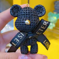 Cartoon Style Cute Letter Bear Bow Knot Resin Metal Unisex Bag Pendant Keychain sku image 1