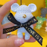 Cartoon Style Cute Letter Bear Bow Knot Resin Metal Unisex Bag Pendant Keychain sku image 4