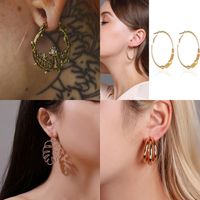 1 Pair Casual Vintage Style Human Face Leaf Heart Shape Plating Hollow Out Inlay Alloy Metal Brass Resin Zircon 18k Gold Plated Gold Plated Silver Plated Earrings main image 7