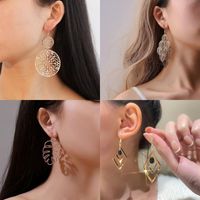 1 Pair Casual Vintage Style Human Face Leaf Heart Shape Plating Hollow Out Inlay Alloy Metal Brass Resin Zircon 18k Gold Plated Gold Plated Silver Plated Earrings main image 6