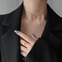Edelstahl 304 18 Karat Vergoldet IG-Stil Einfacher Stil Überzug Brief Ball Halskette Mit Anhänger main image 5