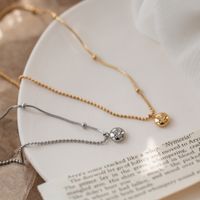 304 Stainless Steel 18K Gold Plated IG Style Simple Style Plating Letter Ball Pendant Necklace main image 1
