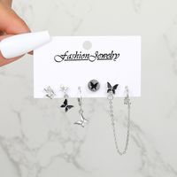 Dulce Brillante Forma De Corazón Mariposa Aleación Esmalte Enchapado Embutido Piedras Preciosas Artificiales Perlas Artificiales Chapado En Oro Plateado Mujeres Pendientes De Gota Aretes Pendientes sku image 1