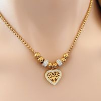 Titanium Steel 18K Gold Plated Casual Vintage Style Plating Hollow Out Inlay Tree Heart Shape Zircon main image 5