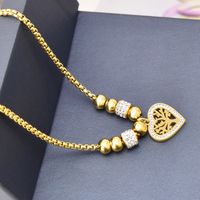 Titanium Steel 18K Gold Plated Casual Vintage Style Plating Hollow Out Inlay Tree Heart Shape Zircon main image 3