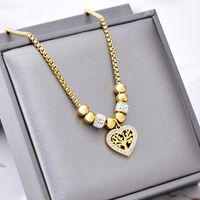 Titanium Steel 18K Gold Plated Casual Vintage Style Plating Hollow Out Inlay Tree Heart Shape Zircon main image 2