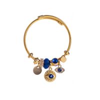 Casual Modern Style Cross Devil's Eye Palm Alloy Titanium Steel Plating Hollow Out Inlay Rhinestones Gold Plated Women's Bangle main image 2