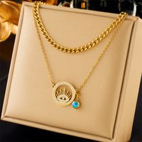 Titanium Steel 18K Gold Plated Vintage Style Luxurious Plating Inlay Water Droplets Zircon sku image 1