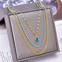 Titanium Steel 18K Gold Plated Vintage Style Luxurious Plating Inlay Water Droplets Zircon sku image 3