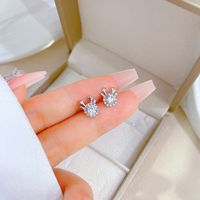 1 Pair Casual Simple Style Heart Shape Flower Butterfly Plating Inlay Copper Pearl Zircon Drop Earrings main image 4