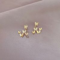 1 Pair Casual Simple Style Heart Shape Flower Butterfly Plating Inlay Copper Pearl Zircon Drop Earrings sku image 14