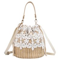 Women's All Seasons Straw Solid Color Flower Elegant Bucket String Handbag main image 3