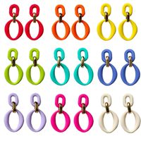 Simple Style Double Ring Arylic Stoving Varnish Women's Drop Earrings main image 1