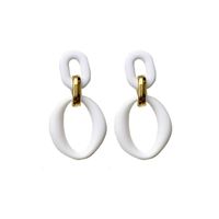 Simple Style Double Ring Arylic Stoving Varnish Women's Drop Earrings sku image 8