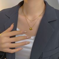 Acero Inoxidable 304 Chapados en oro de 18k Dulce Forma De Corazón Diamantes De Imitación Artificiales Collares En Capas main image 5