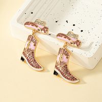 Retro Boots Alloy Enamel Plating Inlay Rhinestones Women's Drop Earrings sku image 1